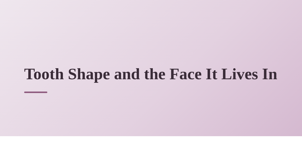 Tooth Shape and the Face It Lives In